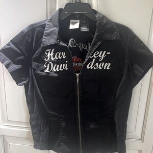 Harley Davidson, black zip up shirt
